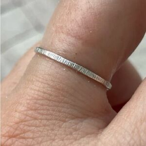 Museglass Dainty Etched Sterling Silver stacking ring - Size 7